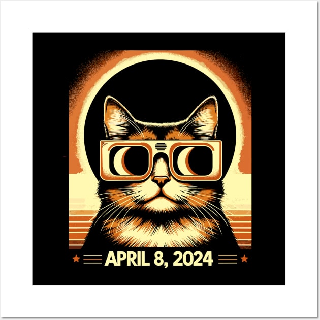 Cat in Eclipse Glasses Totality 2024 Total Solar Eclipse Wall Art by KsuAnn